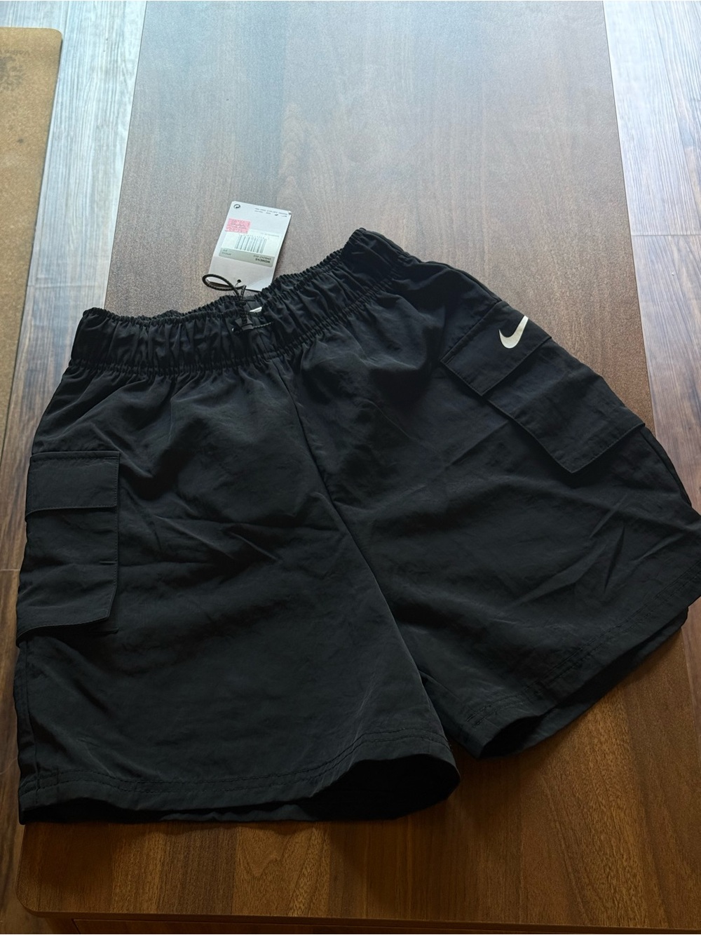 Nike Black Women's Elastic Waist Cargo Shorts with Swoosh